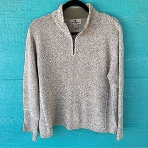 WOOLRICH COTTON WOOL SAGE GREEN KHAKI HEATHER  QUARTER ZIP SWEATER SIZE XL